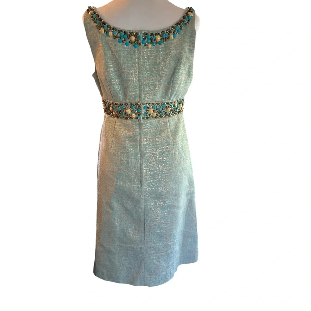 Vintage Lilly Pulitzer Light Blue Metallic Dress Gem Stone Embroidered Size 8 - Picture 3 of 6
